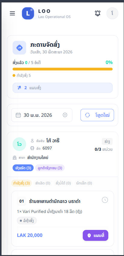 ແຜນສົ່ງມື້ນີ້